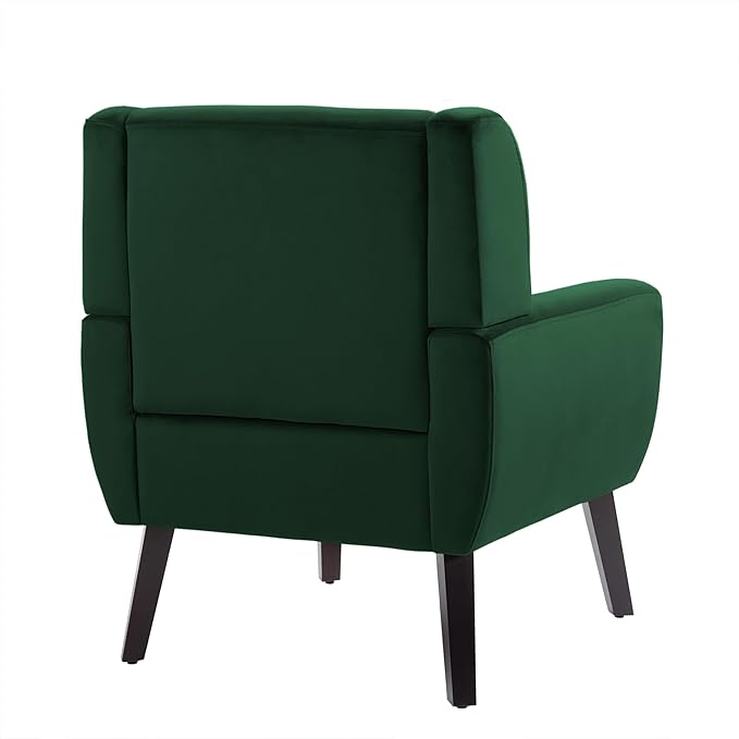 UIXE Velvet Accent Chairs Set of 2, Modern Arm Chair Upholstered Living Room Armchair, Comfy Button Tufted Reading Seat Bedroom Side Sitting, Retro Green