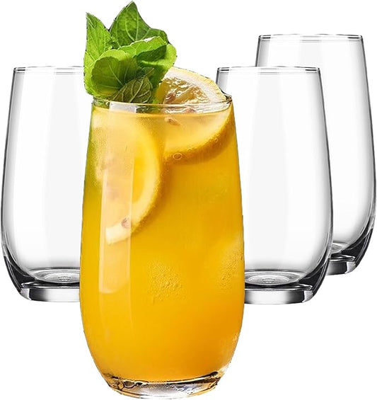 16.9 oz Drinking Glasses, Water Cocktail Glasses, Glasses Drinking Set of 4, Highball Glasses Drinking, Glassware Glass Cups Set for Ice Coffee,Mojito,Juice
