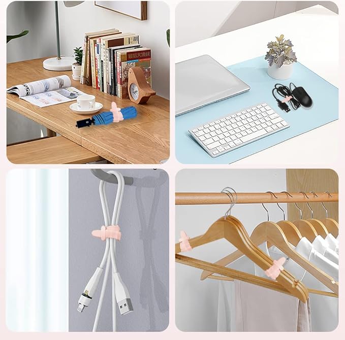 Silicone Zip Ties,Reusable Zip Ties,Everyday Essentials,Travel Must Haves,20pcs Rubber Cable Ties Straps,Elastic Fastening Cord Ties, Cord Organizer for Camping, Pink Cable Straps 4.5inch