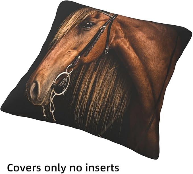 Set of 4 Throw Pillow Covers Horses Running Simply Creative Cartoon Animal Night Decorative Pillow Cases Home Decor Square 18x18 Inches Pillowcases