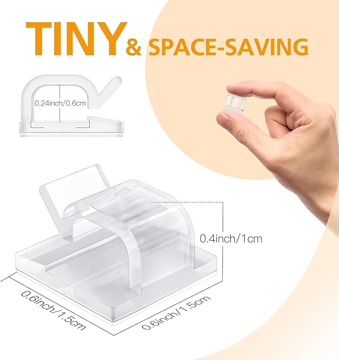 110Pcs Cable Clips with Adhesive Tapes, Wire Holder Organizer Cord Management for Car, Office and Home by AGPTEK - Clear