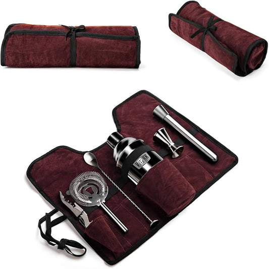 Stainless Steel Cocktail Shaker Set, 24oz/750ml Bartender Kit Includes Strainer and Stir Stick for Home, Bar, Party, Bar Accessories for The Home Bar Set (Black)