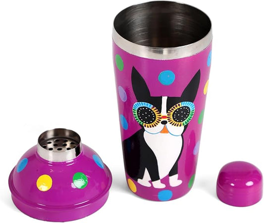 Artisanal Hand Painted Vintage 24 oz Cocktail Shaker – Stainless Steel Drink Mixer for Margaritas, Cocktails & Liquor – Funky Stylish Bartender Shaker Tool for Professionals & Home Bars