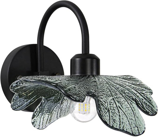 Black Bathroom Vanity Light Vintage Wall Sconce Hand Blown 1-Light Wall lamp Indoor Wall Light with Dark Green Glass Shade Black Vanity Light Over Mirror for Bedroom Hallway Living Room