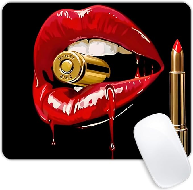 Red Lip Bite Bullet Mouse pad Customized Mousepad Non-Slip Rubber Base Mouse Pads for Computers Laptop Office Desk Accessories Mouse pad