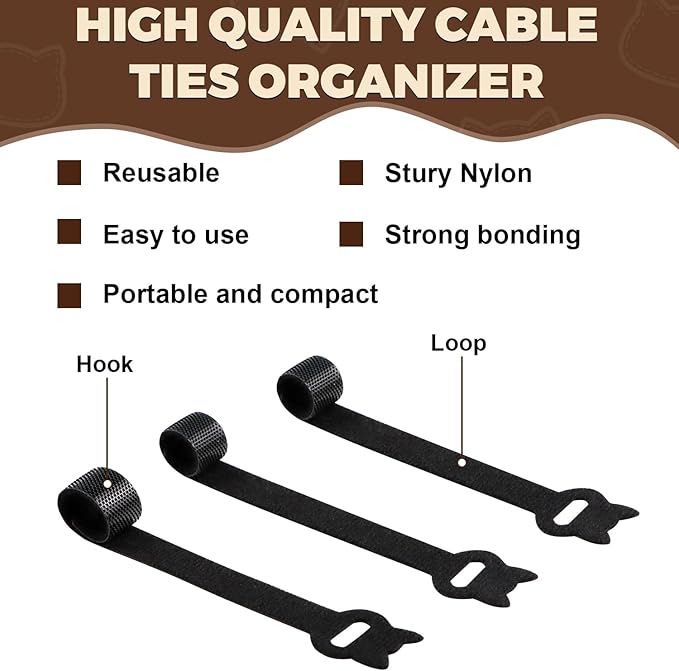 FOURGUN Reusable Cable Ties 100 Pack 6 In Heavy Duty Adjustable Hook Loop Cord Straps Multi-Purpose Wire Organizer Cable Management Ideal for Home Office Data Centers Indoor/Outdoor Wire Bundling