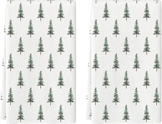 Artoid Mode Green Xmas Tree Christmas Kitchen Towels Dish Towels, 18x26 Inch Farmhouse Holiday Winter Decoration Cleaning Set of 2