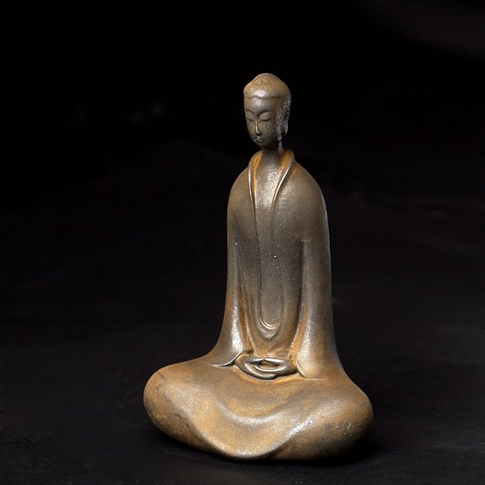 Faceless Buddha Statue, Solid Cast Iron Buddha Figurine, Indoor/Outdoor Zen Decor for Meditation & Spiritual Room
