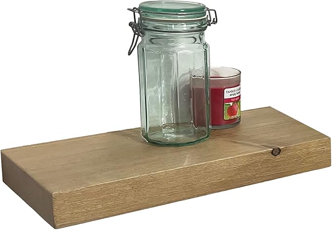 joelsantiques - 18 Inch Wooden Floating Shelves for Wall - 18x6x2 in - Made of Natural Wood - Short Heavy Duty Rustic Wall Shelves for Bedroom - Perfect for Bathroom, Kitchen - Natural