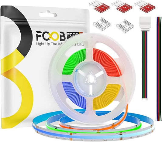 COB LED Strip RGBW 3000K 9.86FT 896LEDs/m DC24V Color Changing Flexible High Density Uniform LED Tape Light 12mm for Under Cabinet (No Power/Controller)
