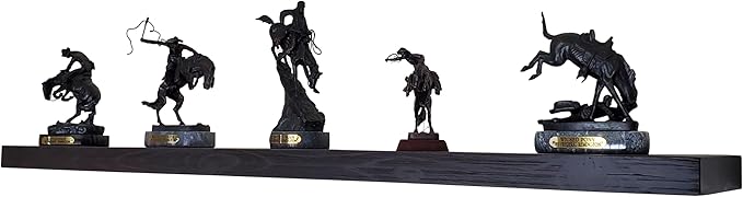 joelsantiques - 54 Inch Wooden Floating Shelves for Wall - 54x6x2 in - Made of Natural Wood - Long Heavy Duty Rustic Wall Shelves for Bedroom - Perfect for Living Room, Kitchen - Black