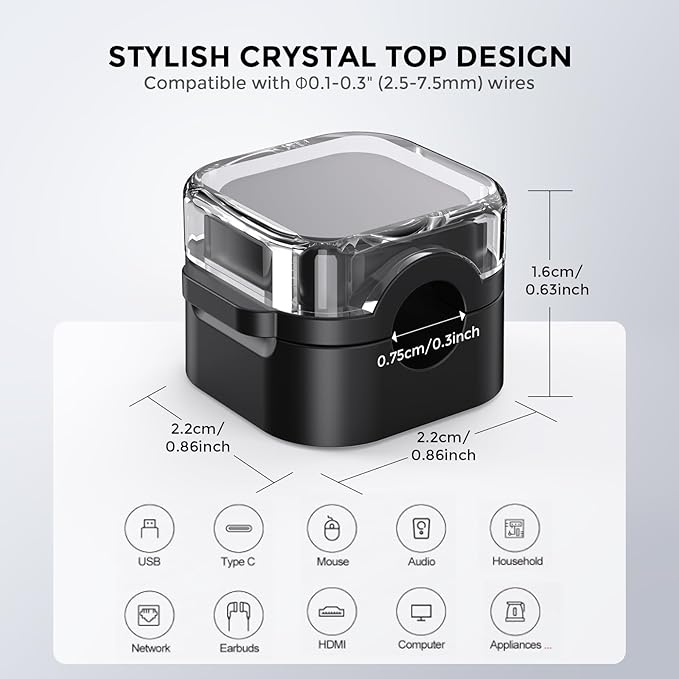 AhaStyle Magnetic Cable Organizer [1s Lock] 6 Pack Cord Cable Holders Clips Strong Adhesive Cable Cord Keeper [Smooth Adjustable] Hide Wire Cord Organizer for Nightstand Kitchen Car Office (Black)