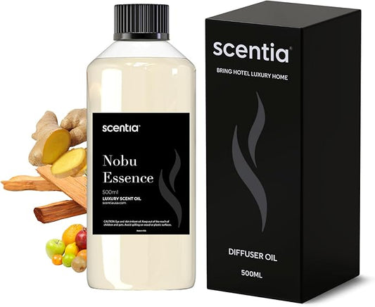 Scentia Hotel Diffuser Oil Inspired by The Nobu Hotel Scent - 500 mL 16.9 fl oz - Essential Oil Blend Jasmine, Lilly, Sandalwood & Fresh Citrus for HVAC & Ultrasonic Diffusers - Nobu Essence