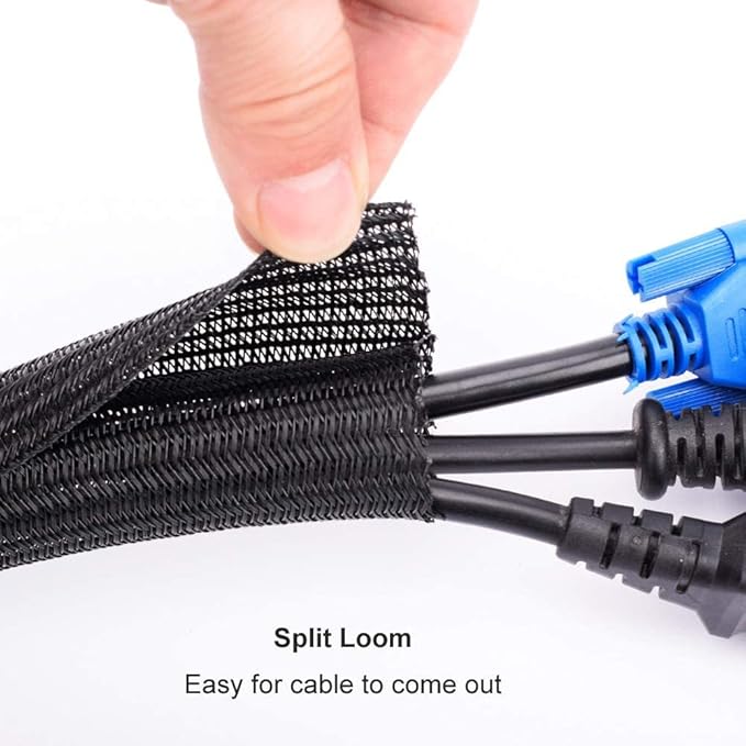 ZhiYo 6.6ft - 1.2 inch Cable Sleeve, Cord Wrap Wire Protector Tubing for Pets, PC Cable Wrap, Computer Cable Management Sleeve - Black