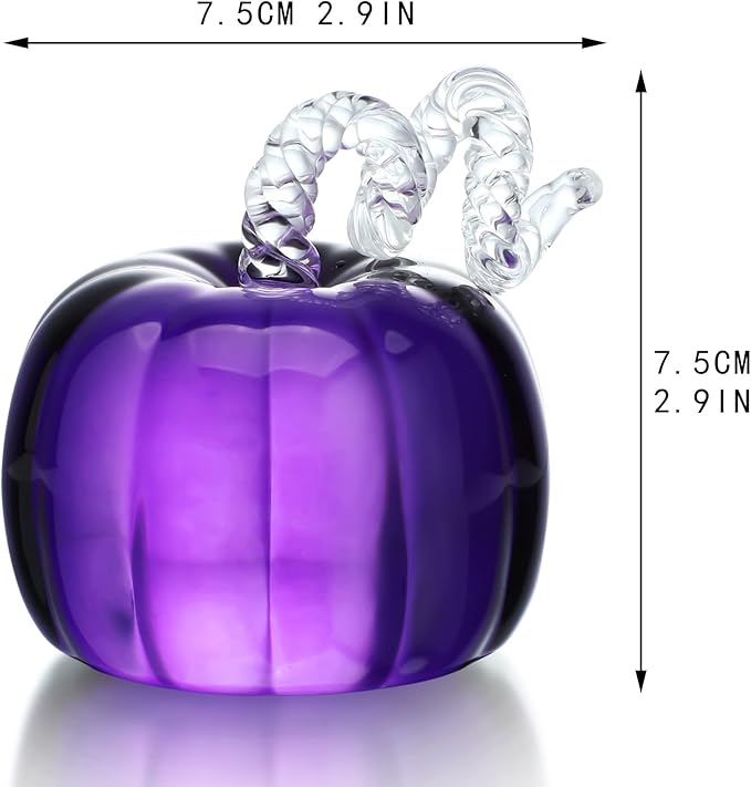 H&D HYALINE & DORA Crystal Pumpkin Figurine, Glass Pumpkin Sculpture Collectible Thanks Giving Decor, Desktop Decoration Glass Pumpkin for Thanksgiving Halloween Home Garden Party Decor