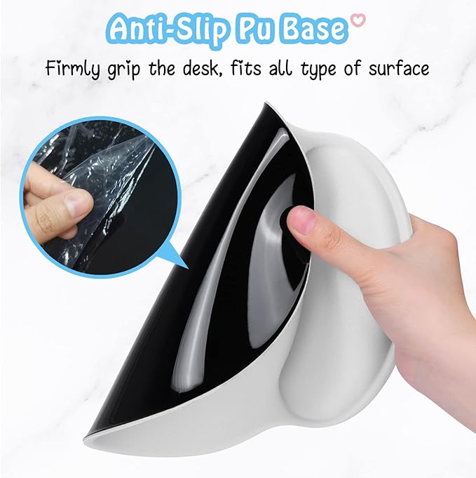 Hsurbtra Ergonomic Mouse Pad with Wrist Rest Support, Gel Mouse Pads with Non-Slip PU Base, Pain Relief Memory Foam Computer Mat, Cute Office Supplies Desk Decro Accessories, Ivory White