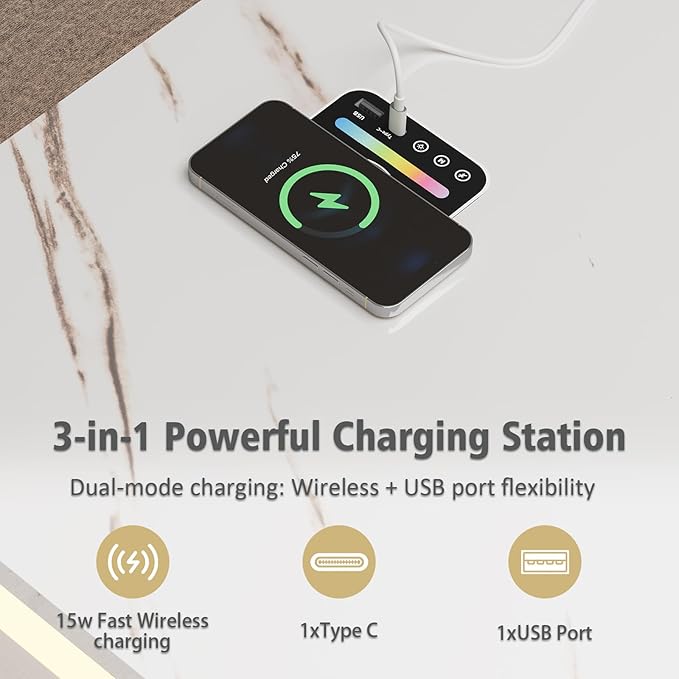 LED Coffee Table, 47.2" Lift Top Coffee Tables with Drawers and Large Storage, Smart Living Room Table with Wireless Charging & Bluetooth Speaker, Dining Center Tables with Storage Shelf