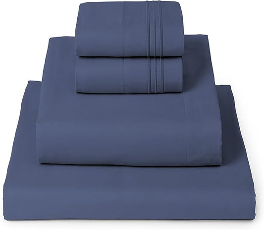 Mellanni Queen Sheets Set - 4 PC Iconic Collection Bedding - Hotel Luxury, Extra Soft, Cooling Bed Sheets - Wrinkle, Fade, Stain Resistant (Queen, Blue Nova)