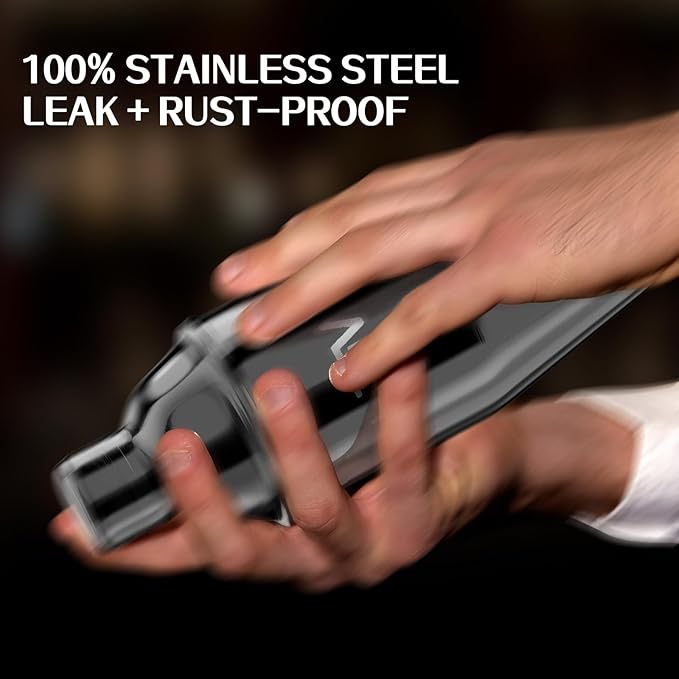 IOV Cocktail Shaker Bar Set, 24oz Martini Shaker with Built-in Strainer, Bar Tool Kit with Recipes Booklet, Professional Stainless Steel Large Bartender Drink Shaker Margarita Alcohol Mixer-Black