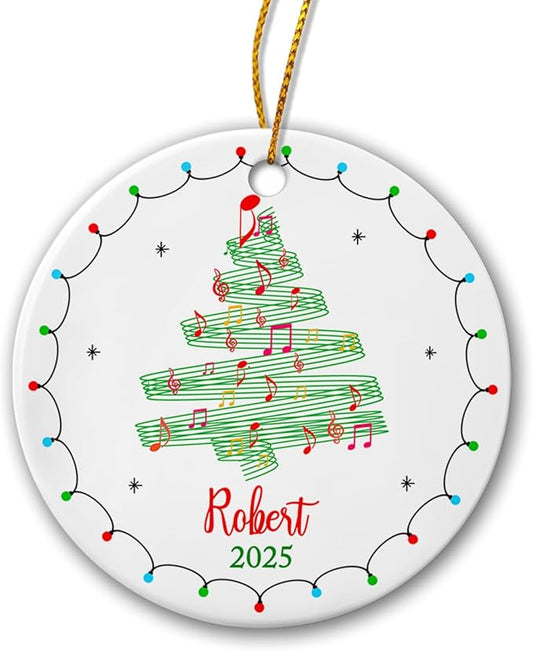 Music Teacher Christmas Ornaments, Musical Lover Ceramic Ornament, Personalized Music Note Decorations, Customized Musician Name Ornament Keepsake Gifts, Orchestra Ornaments, Musician Xmas Gifts