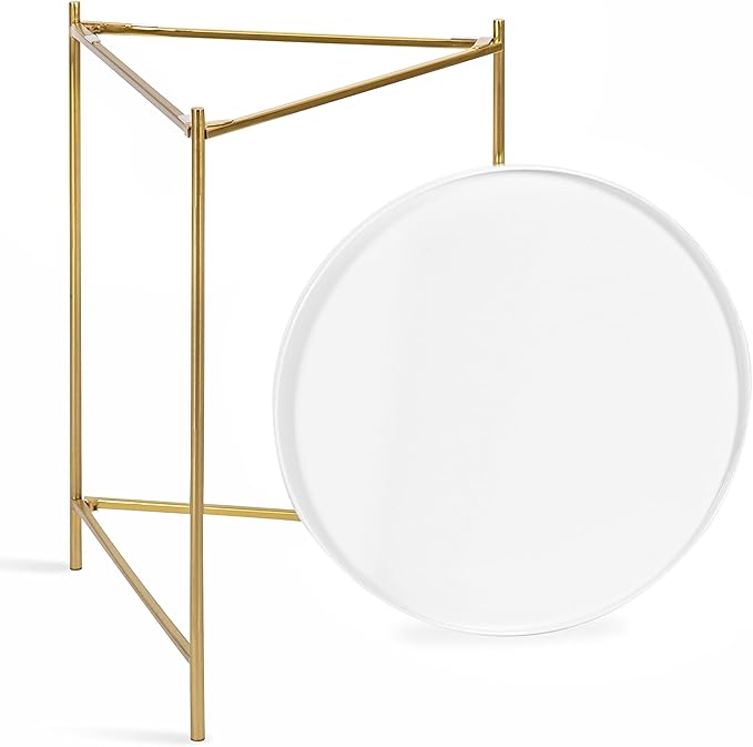 Kate and Laurel Ulani Modern Nesting Coffee Table, Set of 2, White and Gold, Glam Coffee Table Set for Storage and Display