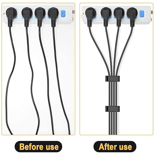 50Pcs Self Adhesive Cable Management Clips,Cable Organizers Wire Clips Cord Holder for PC Laptop Ethernet Cable Desktop Home Office(1.78’’ x 0.75’’ x 0.28’’,Black)