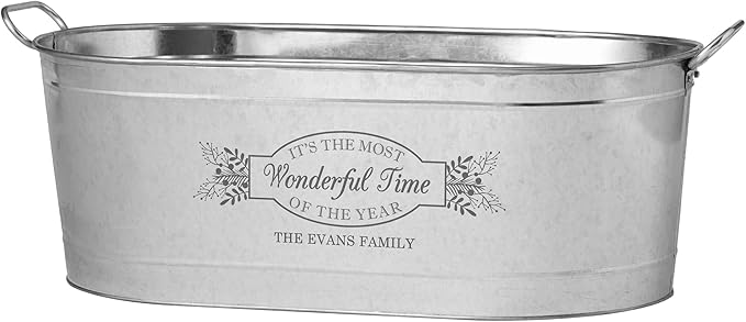 Let's Make Memories Personalized Beverage Tub - Christmas Party - Wonderful Time Of Year - Metal - Engraved - 5.5 Gallons