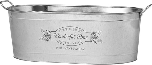 Let's Make Memories Personalized Beverage Tub - Christmas Party - Wonderful Time Of Year - Metal - Engraved - 5.5 Gallons