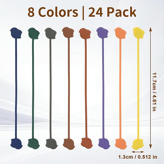 Fun Squirrel Magnetic Cable Ties – 24 Pack, Reusable Silicone Cord Organizers for Home & Office, Strong Magnetic Hold, Assorted Colors, Ideal for Cable Management, Novelty Gift