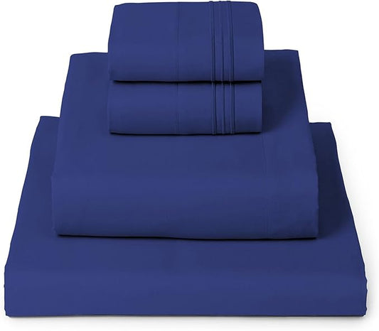 Mellanni Queen Sheets Set - 4 PC Iconic Collection Bedding - Hotel Luxury, Extra Soft, Cooling Bed Sheets - Wrinkle, Fade, Stain Resistant (Queen, Royal Blue)