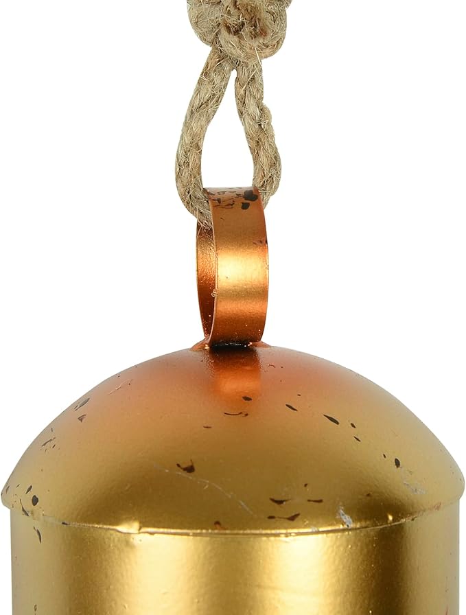 Styleonme Decorative Bells, Christmas Bells, Metal Indoor and Outdoor Blessing Bells, 3-Piece Set of Harmonious Bells, Vintage Handmade and Rustic Lucky Christmas Bells Hanging on a Rope