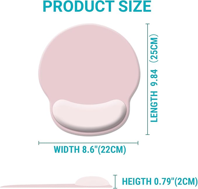 Pink Ergonomic Mouse Pad with Wrist Rest, Cute Mouse Pads Wrist Support, Gaming Mousepad for Desk Laptop Computer with Pain Relief Non-Slip PU Base for Desk Accessories Office Decor Supplies