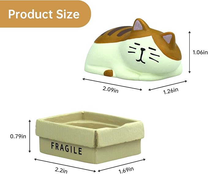 Cute Box Cat Figurine Resin Cat for Office, Home Decoration Perfect Cute Cat Gift for Cat Lovers