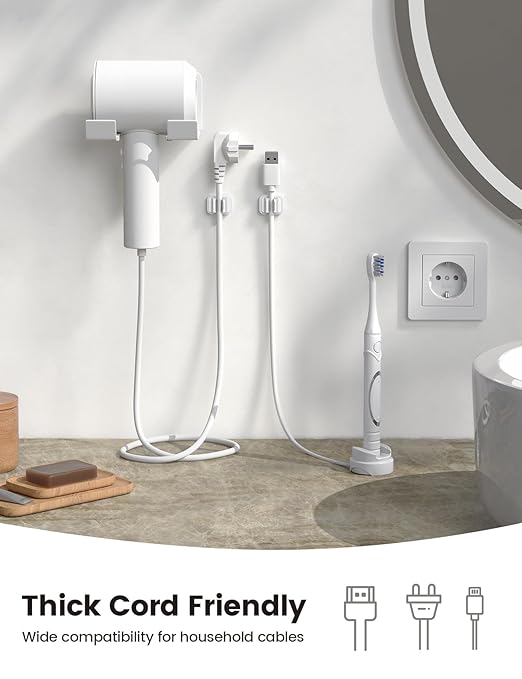 5Pack [Spring Fixed] Cord Holder Clips, Desk Organizer Accessories- Lamicall Cable Holder Mother's Day for Mother, Cable Management, Workspace Organizer & Accessories, Wire Clips for Nightstand