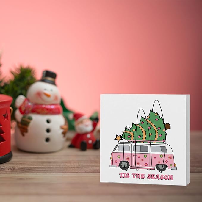 Merry Christmas Vacation Sign - Holiday Decorations and Cute Tree Decor - Xmas Decorations 5 x 5 Inch