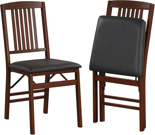 GOFLAME Folding Dining Chairs Set of 2, Foldable Chairs with Padded Seat and Rubber Wood Legs, 2 Pack Armless Kitchen Side Chairs for Living Room, Dining Room, Restaurant