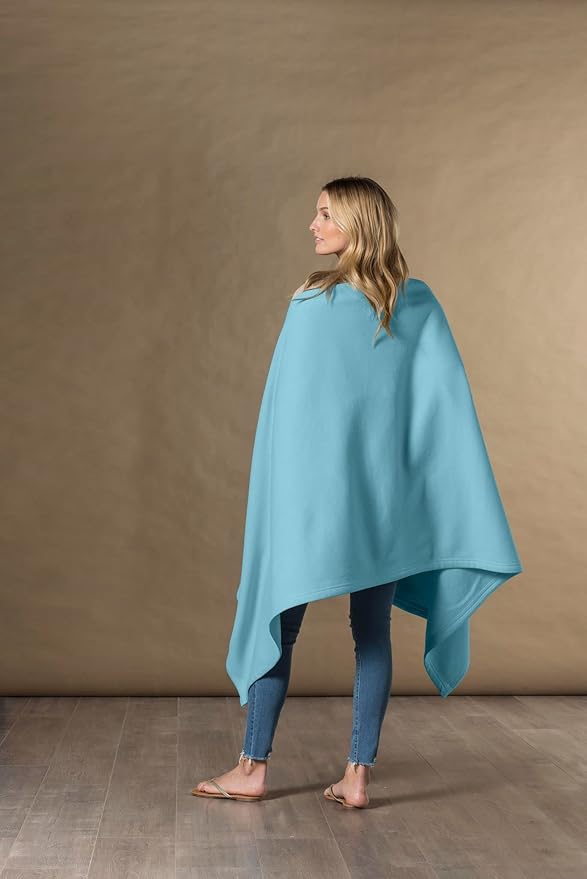 MV Sport Lightweight Sweatshirt Blanket Throw – Warm & Cozy, Breathable Oversized Fleece Knit, Couch, Bed, Travel, Cold Nights, and Outdoors – Soft Light Weight Blanket 54" x 84" Cali Blue