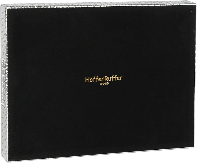 HofferRuffer Rectangle Serving Tray with Hole Handles for Coffee Table, Breakfast, Tea, Food, Butler - Countertop, Kitchen, Vanity Serve Tray, 16.2 x 12.2 x 2 inches, Faux Leather (Silver)