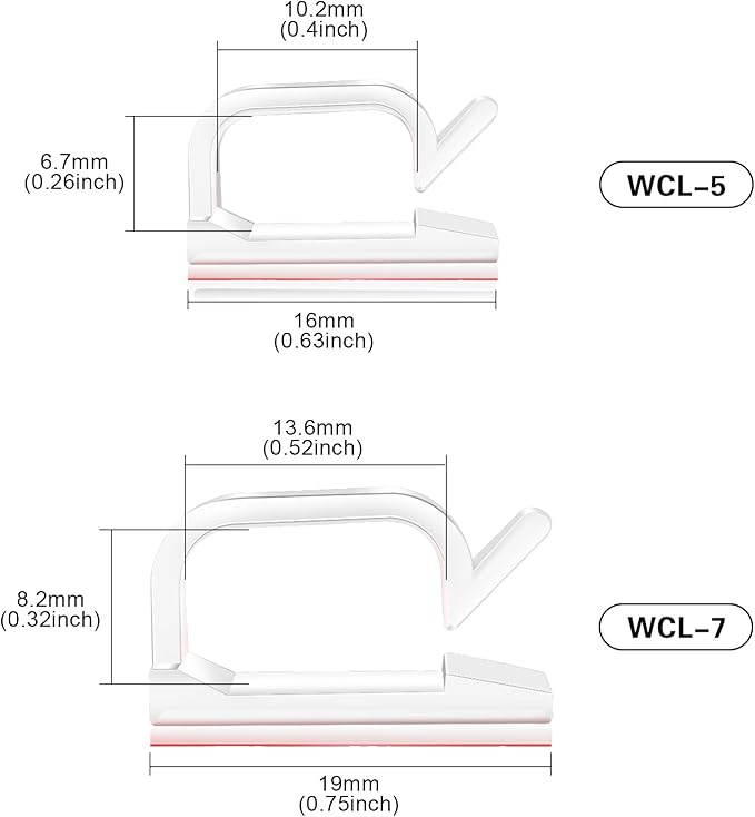 60 PCS XHF 5/8” Adhesive Cable Wire Clips Clear, Cable Staples Outdoor Cable Management Wire Organizer Cord Holder for Under Desk, Car, Wall, TV PC Ethernet Cable
