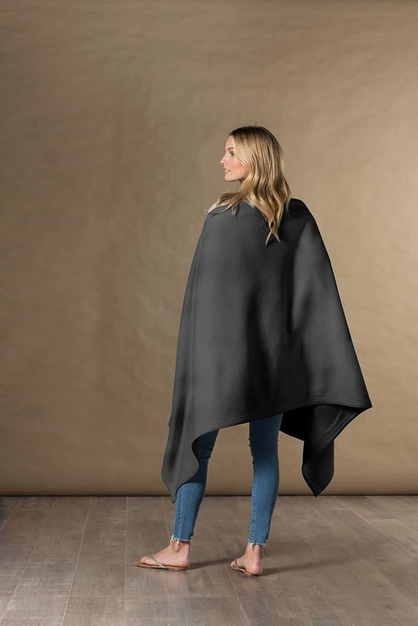 MV Sport Lightweight Sweatshirt Blanket Throw – Warm & Cozy, Breathable Oversized Fleece Knit, Couch, Bed, Travel, Cold Nights, and Outdoors – Soft Light Weight Blanket 54" x 84" Graphite