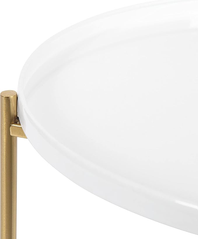 Kate and Laurel Ulani Modern Nesting Coffee Table, Set of 2, White and Gold, Glam Coffee Table Set for Storage and Display