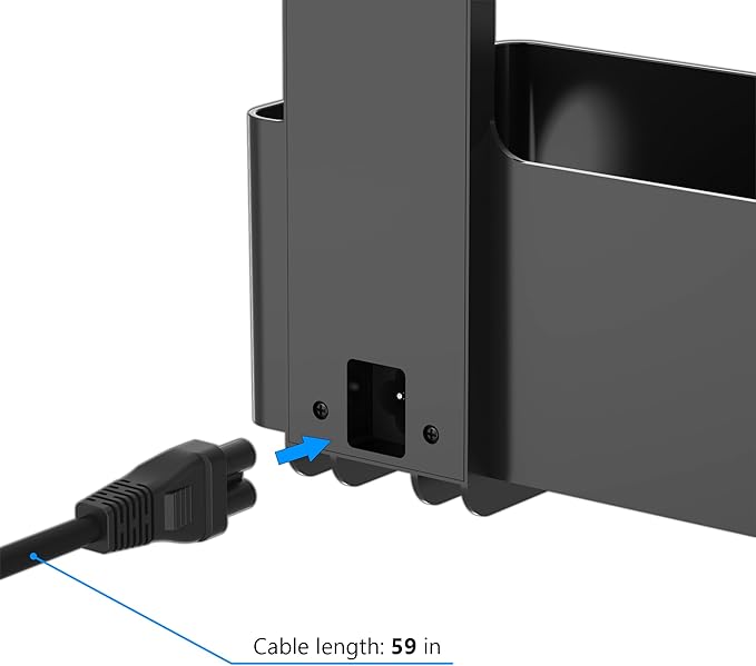 Under Desk Cable Management Tray with 6 AC Power Outlet and Clamp Mount, No Drill Cord Storage Organizers for Wire Management, Standing Desk , Computer Desk Accessories for Office & Home（Black）