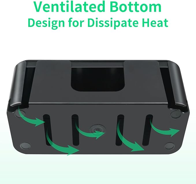 Cord Organizer Box, Cable Hider for Power Strips, Surge Protector, Extension Cord and Wire Management, Cable Management Box (2PCS/Large and Medium Size/Black)