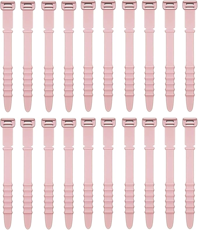 Reusable Silicone Zip Ties Cord Organizer: Silicone Cable Ties Straps for Cable Management - 20PCs 4.5” Pink Elastic Wire Cord Organizer for Home Office and Travel