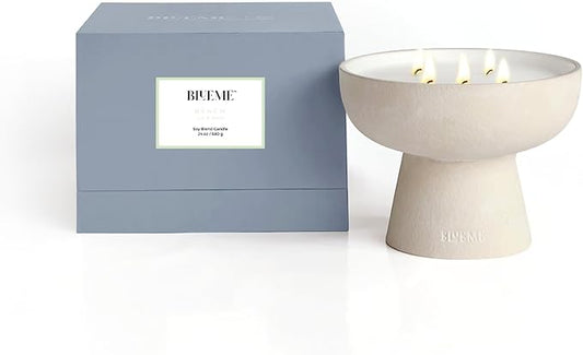 BLUEME Ivy & Rose, Luxury Candle w/Essential Oils, 5 Wick, Hand-Poured Soy, Cotton Wick, Ceramic
