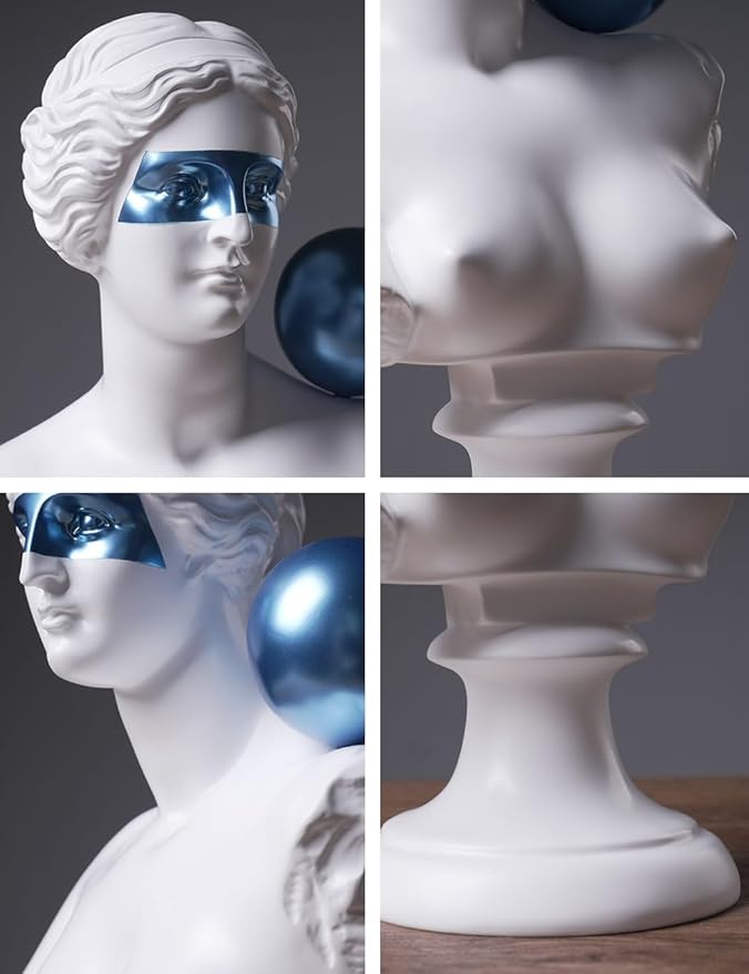 Abstract Sculpture Decor Modern Arts Greek Bust Figurine Table Centerpiece Statue Polyresin White 13.8 inch
