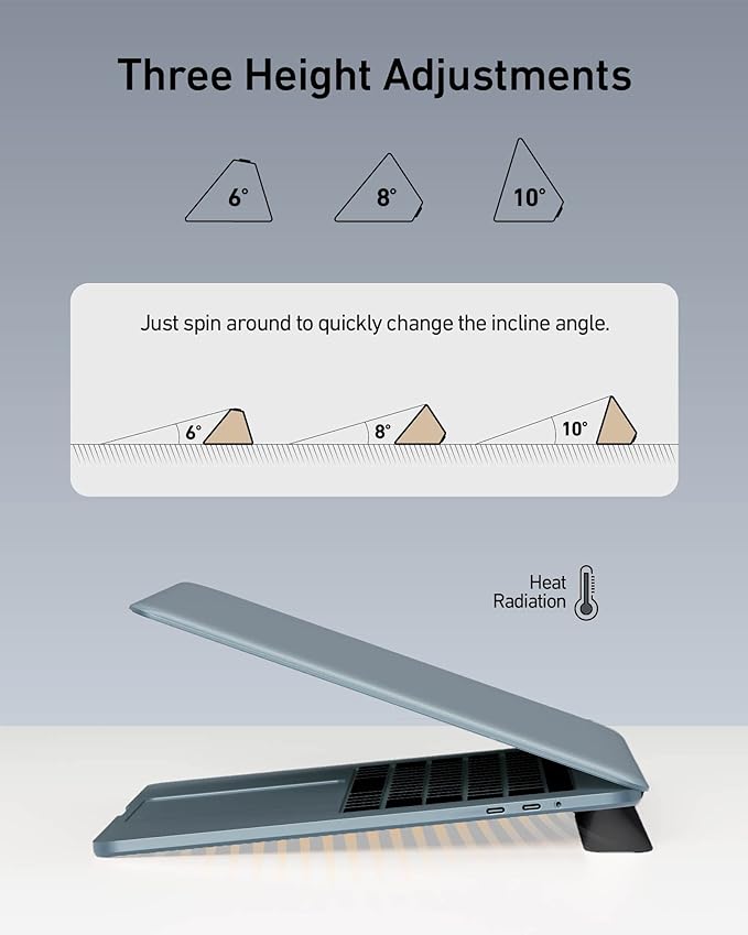 3 in 1 Silicone Laptop Stand, Keyboard Riser for Ergonomic Typing/Reading, Portable Laptop Cooling Stand, for Home Office School and Travel, Oval Base, Midnight