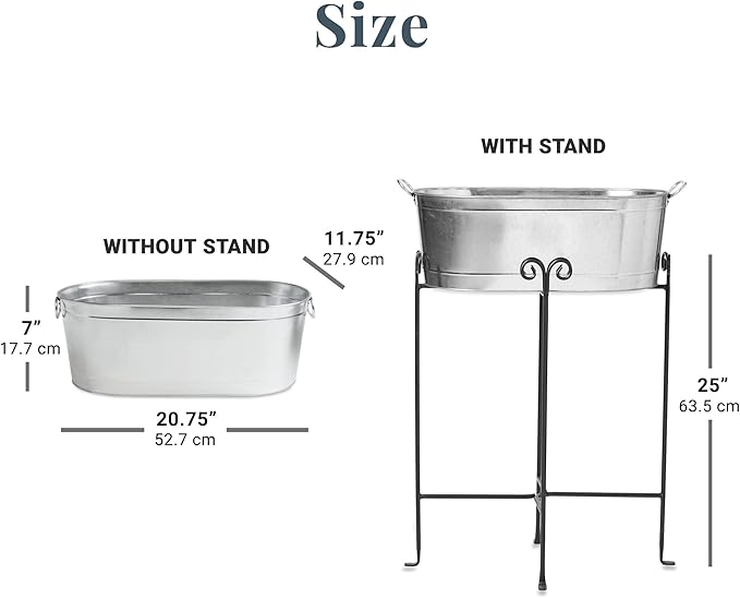 Let's Make Memories Personalized Serve Up Good Times Beverage Tub - Galvanized Drink Tub - w/Stand