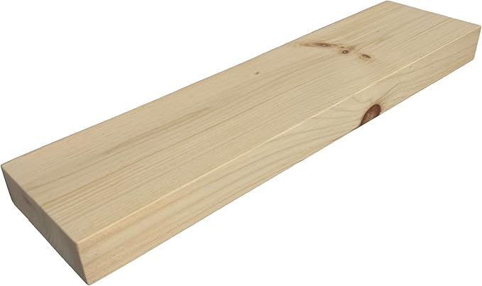 joelsantiques 24 Inch Floating Shelves for Wall - 24x6x2 in - Unfinished Wood Shelf Design, Wooden Wall Shelves for Bedroom, Bathroom, Kitchen and Living Room - Display and Store Your Décor at Home