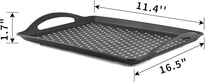 MDLUU Non-Slip Serving Tray with Handles, Food Serving Platter, Set of 2, Black